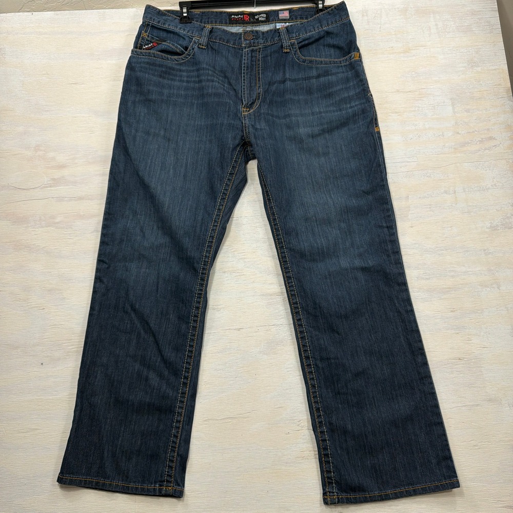 Ariat Jeans M4 Relaxed Boot 38x30 Flame Resistant FR CAT 2 Blue Denim Mens